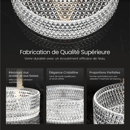 Vasque à poser design épuré avec vasque ronde - Transparent - 36 cm - DS CONCEPT
