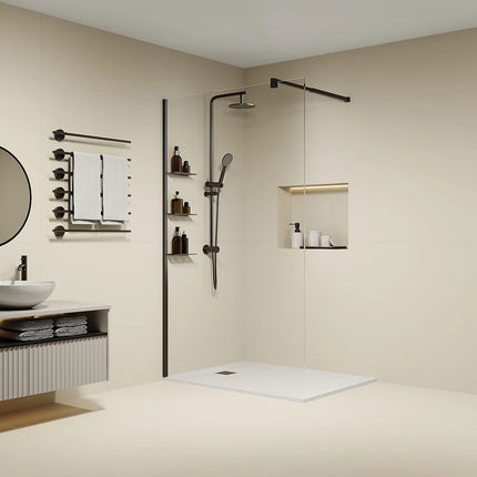 Paroi de douche à l'italienne finition noir mat - 120 cm - Les éphémères