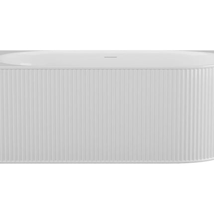 Baignoire d'angle striée avec tablier mat - Blanc - 170 cm - BARBORI