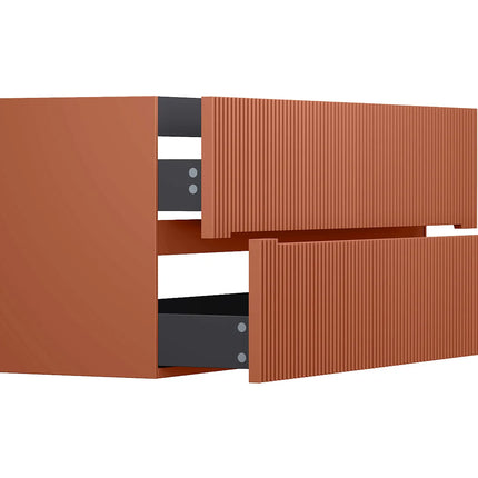 Meuble de salle de bain suspendu rainuré sans vasque - Terracotta - 120 cm - Les éphémères