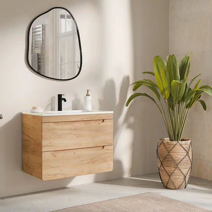 Meuble de salle de bain suspendu avec vasque à encastrer - Beige - 60 cm - ARUBA