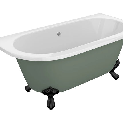 Baignoire semi-îlot rétro avec pieds pattes d’aigle - Vert mat - 150 cm - SPARUS