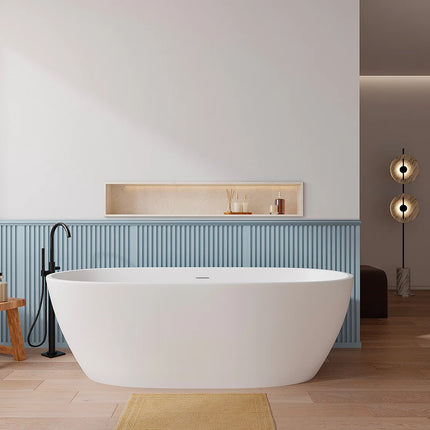 Baignoire îlot ovale à poser au sol - Blanc brillant - 180 cm - SAROFA