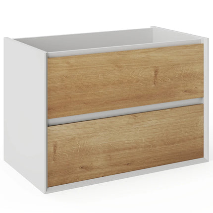 Meuble de salle de bain industriel avec vasque à encastrer - Blanc et naturel clair - 80 cm - Les éphémères