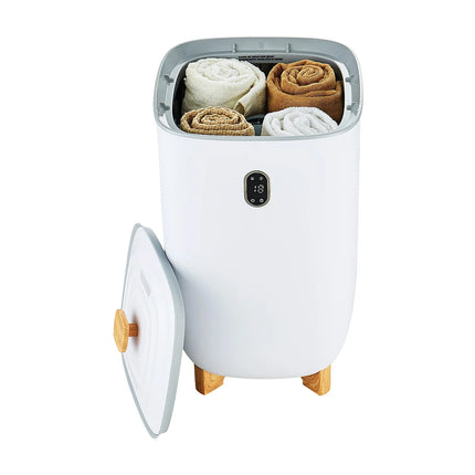 Chauffe-serviettes électrique 35L avec écran LED et minuterie - Blanc - 37 cm