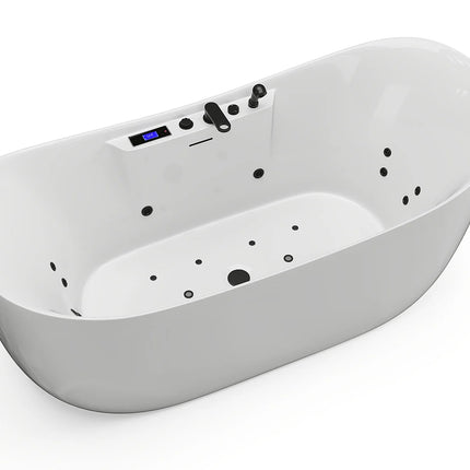 Baignoire balnéo asymétrique avec LED multicolores - Blanche - 180 cm - BOLAZA
