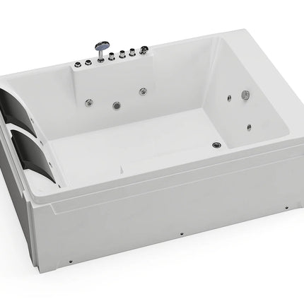 Baignoire balnéo d’angle gauche avec système balnéo - Blanc - 122 cm - THALASSA