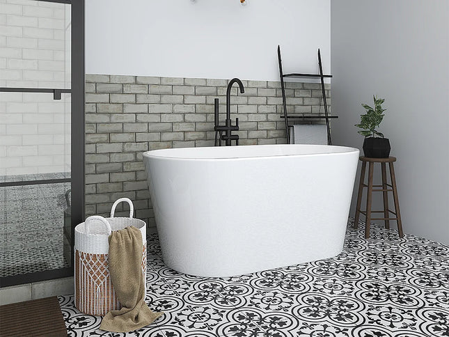 Baignoire îlot ovale finition brillante - Noir brillant - L130 cm - APOGON