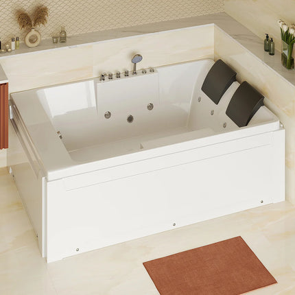 Baignoire balnéo angle droit avec 2 places - Blanc - 182 cm - THALASSA