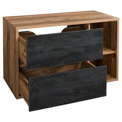 Meuble sous vasque suspendu esprit loft avec 2 tiroirs soft close - naturel et anthracite - 100 cm - TIKITIKI