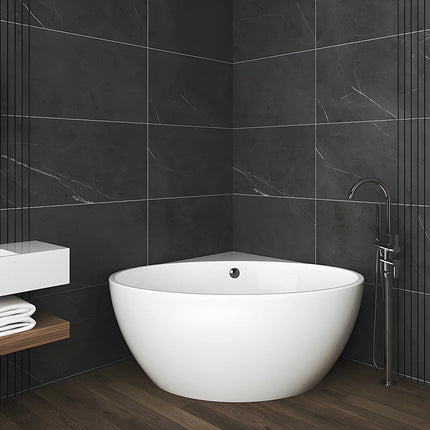 Baignoire d'angle quart de cercle finition brillante - Blanche - 127 cm - GOURAMI