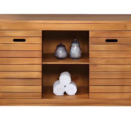 Meuble de salle de bain à poser avec double vasque - naturel foncé - 130 cm - PULUKAN