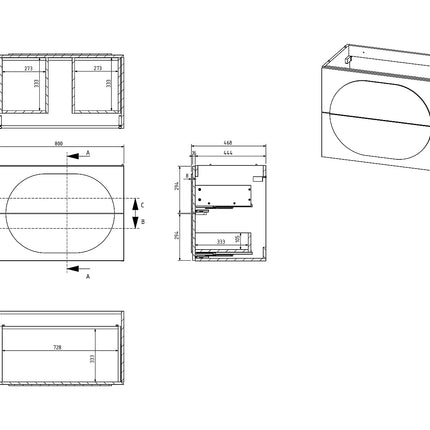 Meuble de salle de bain suspendu minimaliste avec vasque à encastrer - Vert - 80 cm - Good for Planet