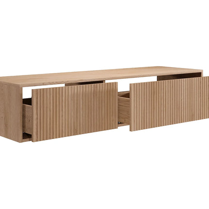 Meuble sous vasque strié avec double vasque - Naturel clair - 150 cm - Good for Planet
