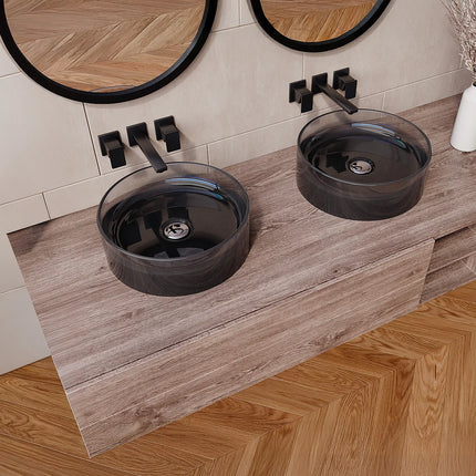 Vasque à poser ronde translucide avec vasque - Rouge - 40 cm - SPAVO