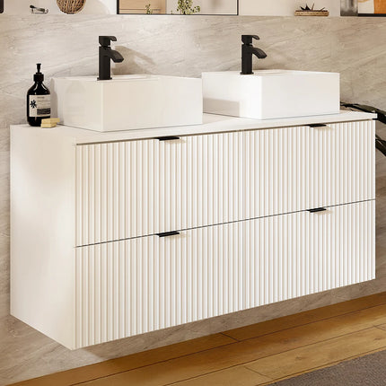 Meuble de salle de bain double vasque à poser finition mate - Blanc - 120 cm - Good for Planet