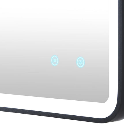 Miroir lumineux avec éclairage LED et anti-buée - Noir - 50 cm - LIMORICO
