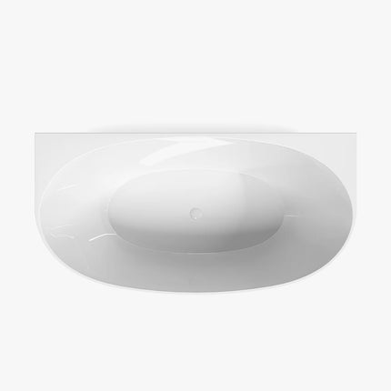 Baignoire semi-îlot ovale finition brillante - blanche - 75 cm - AMOSARI