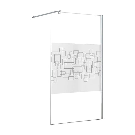 Paroi de douche sérigraphiée - Transparent - 140 cm - PAULINA III