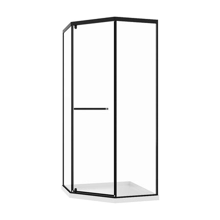 Paroi de douche d’angle avec receveur - Noir mat - 80 cm - CRISTELIO