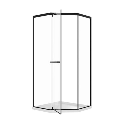 Paroi de douche d’angle avec receveur - Noir mat - 80 cm - CRISTELIO
