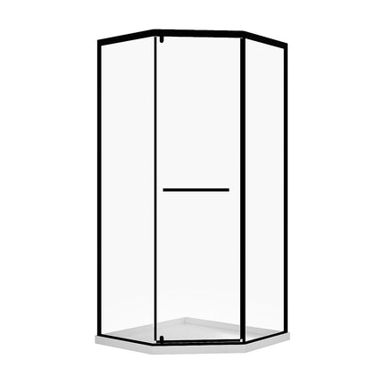 Paroi de douche d’angle avec receveur - Noir mat - 80 cm - CRISTELIO