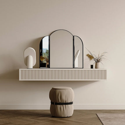 Miroir barbier modulable en métal noir - Noir - 85 cm - QIANA