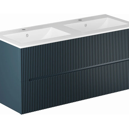 Meuble de salle de bain suspendu rainuré avec vasque à encastrer - Bleu nuit - 120 cm - Les éphémères