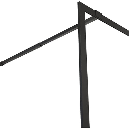 Paroi de douche à l'italienne avec barre de stabilisation - Noir mat - 140 cm - AMBERI