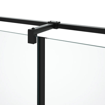 Paroi de douche fixe avec porte pivotante style industriel finition noir mat - 100 cm - PRINCETON