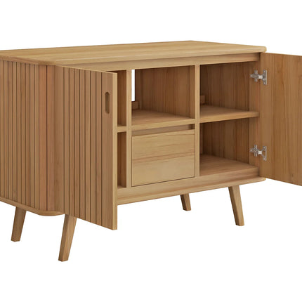 Meuble sous vasque strié sur pieds avec vasque à poser - naturel clair - 120 cm - WAMENA