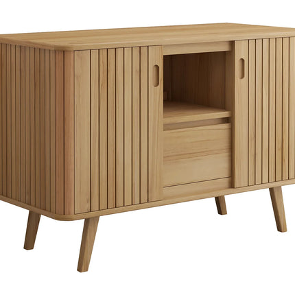 Meuble sous vasque strié sur pieds avec vasque à poser - naturel clair - 120 cm - WAMENA