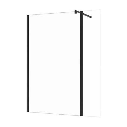 Paroi de douche à l'italienne finition mat avec barre de fixation ajustable - Noir mat - 120 cm - DAREN