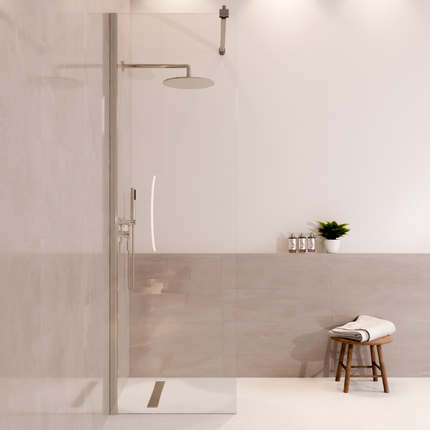 Paroi de douche avec revêtement Nano - Chrome - 60 cm - Lima