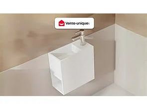 Lave-main suspendu avec vasque intégrée - blanc - 40 cm - PUMORI
