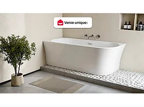 Baignoire d'angle asymétrique à poser - Blanc brillant - 150 cm - PONTICOLA