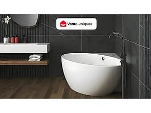 Baignoire d'angle quart de cercle finition brillante - Blanche - 127 cm - GOURAMI