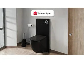 WC suspendu sans bride avec bâti-support décoratif - Noir - 36 cm - Les Essentiels
