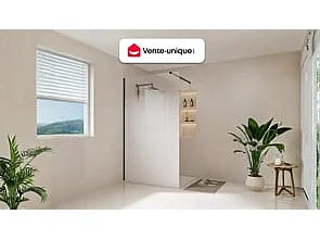 Paroi de douche à l'italienne finition mate avec dégradé - Noir mat - 120 cm - POMARO