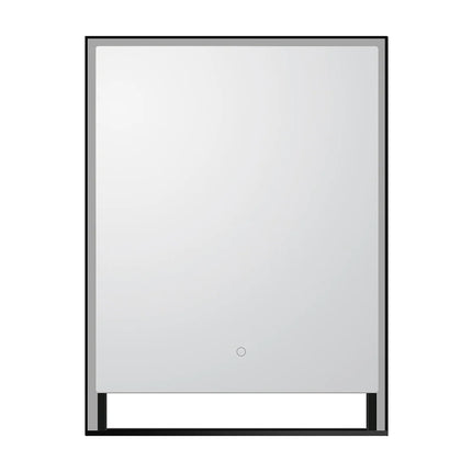 Miroir de salle de bain lumineux avec étagère intégrée - Noir mat - 60 cm - Les Astucieux