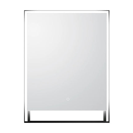 Miroir de salle de bain lumineux avec étagère intégrée - Noir mat - 60 cm - Les Astucieux