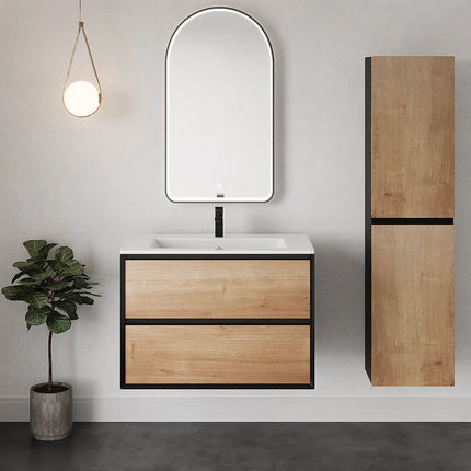 Miroir de salle de bain lumineux en arche avec éclairage LED - Noir mat - 50 cm - Les Astucieux