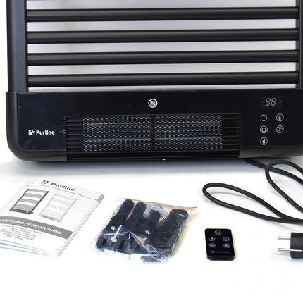 Radiateur sèche-serviettes électrique double chauffage avec contrôle WiFi - Noir - 54 cm - NTW-11 TURBO