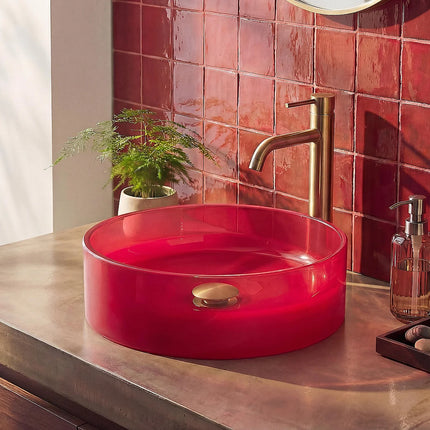 Vasque à poser ronde translucide avec vasque - Rouge - 40 cm - SPAVO