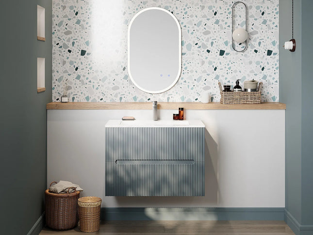 Meuble de salle de bain suspendu rainuré avec vasque à encastrer - Terracotta - 120 cm - Les éphémères