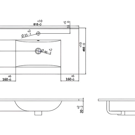 Meuble de salle de bain suspendu mat avec vasque à encastrer - Gris - 80 cm - FELNA
