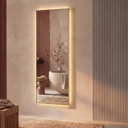 Miroir lumineux rectangulaire avec LED et anti-buée - Doré - 50 cm - Les Astucieux