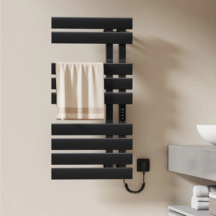 Sèche-serviettes électrique tubes plats noir mat 50 cm EMKE