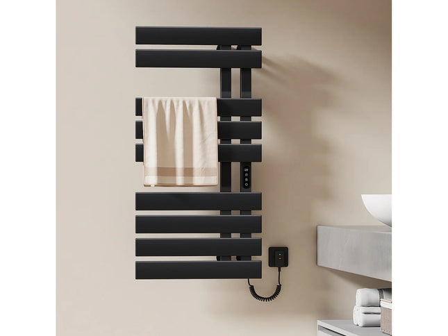 Sèche-serviettes électrique tubes plats noir mat 50 cm EMKE
