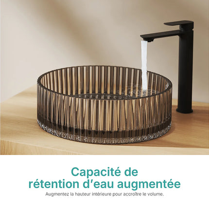 Lavabo à poser design rond avec vasque ronde - noir mat - 40 cm - EMKE